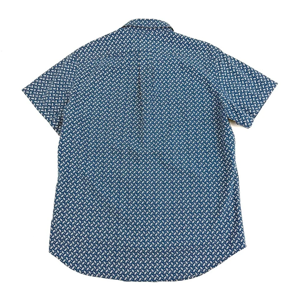 J. Crew Short-sleeve Stretch Secret Wash Cotton Poplin Shirt Geometric Leaves